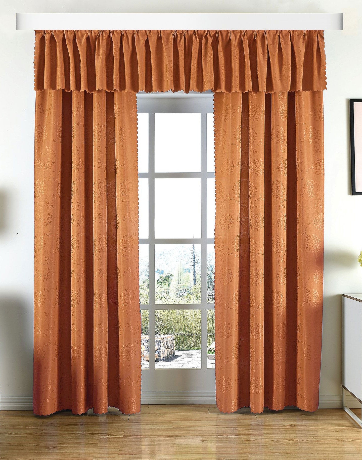Yasmin Damast Gardinen Set, 5 Teile, eingenähtes Kräuselband bewährte Jacquard Qualität, blickdicht 20107