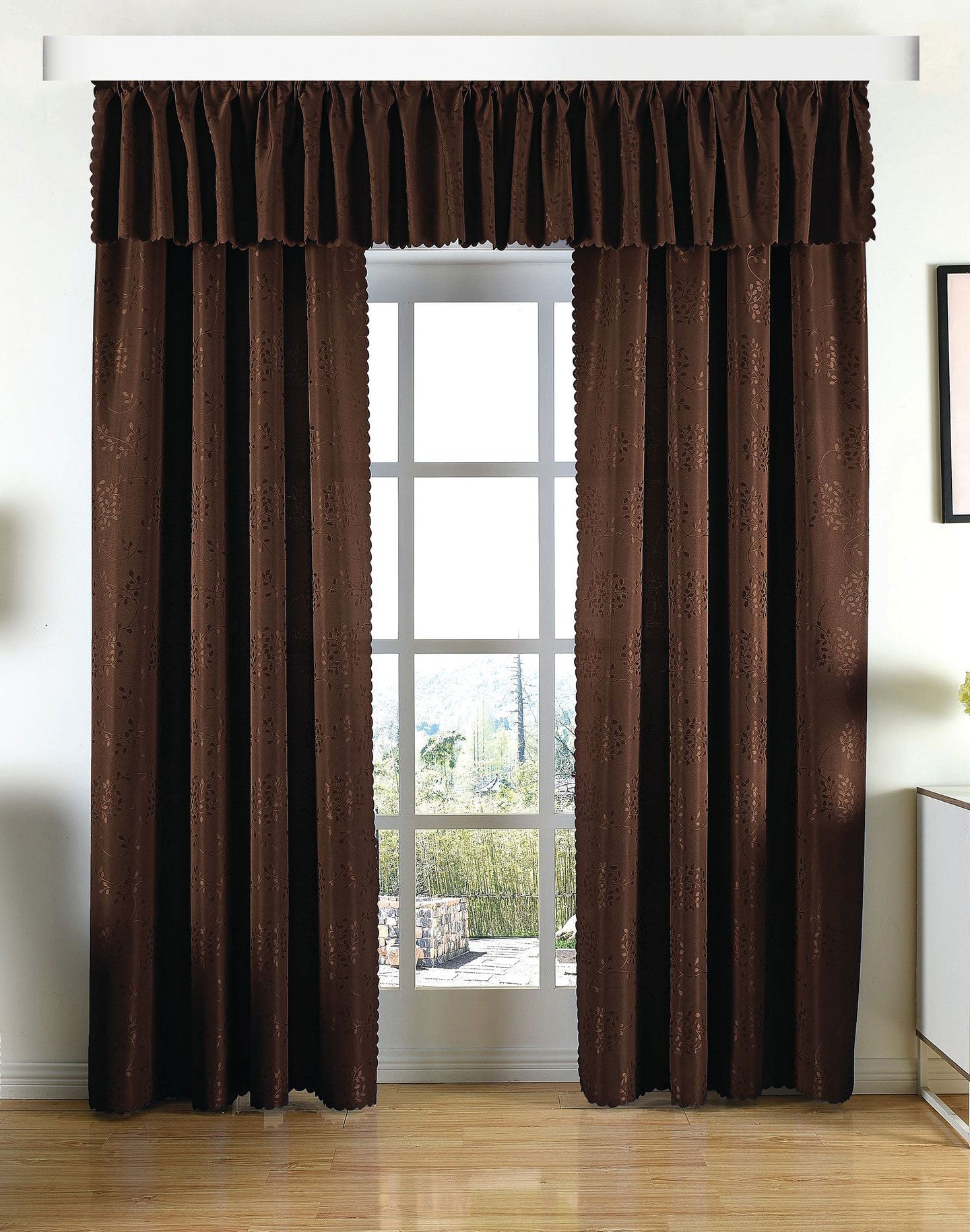 Yasmin Damast Gardinen Set, 5 Teile, eingenähtes Kräuselband bewährte Jacquard Qualität, blickdicht 20107