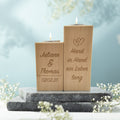 Graviertes Teelichthalter Set aus Holz im "Hand in Hand" Design