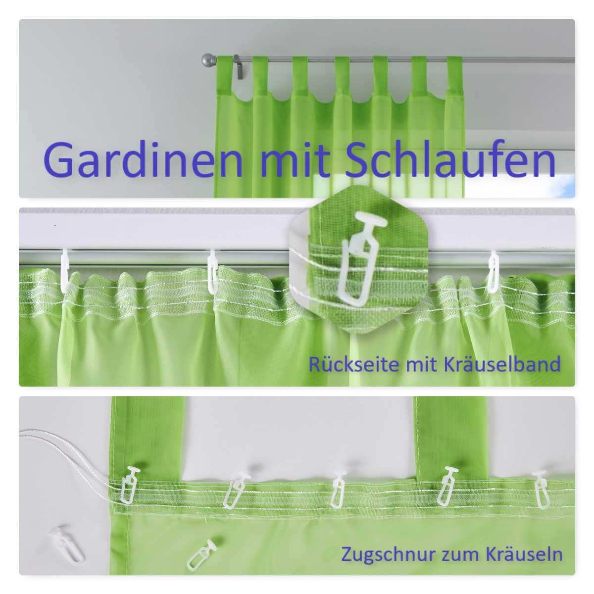 Schlaufenschal Gardine uni transparent Voile 61175