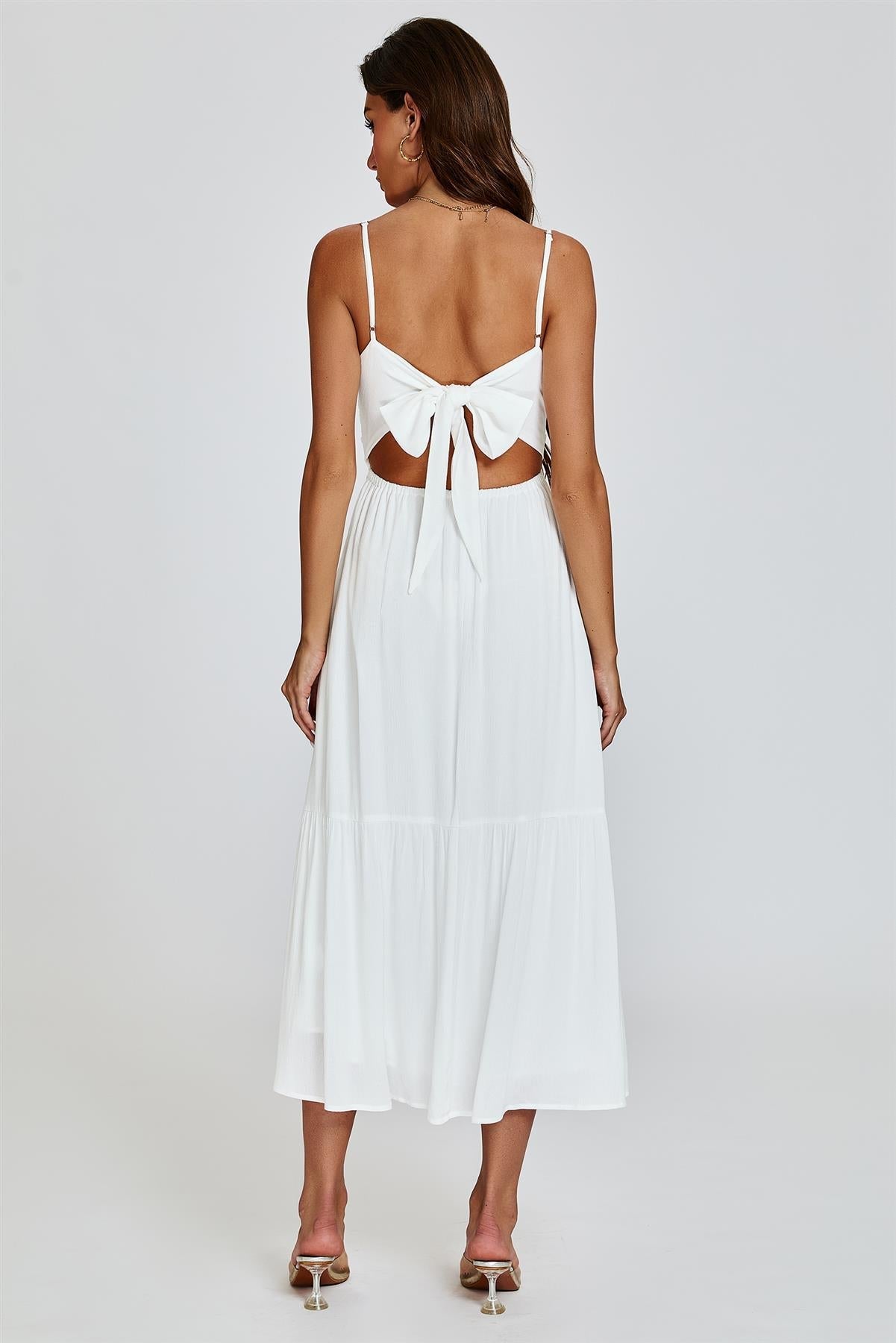 Lace Top Maxi Dress In White