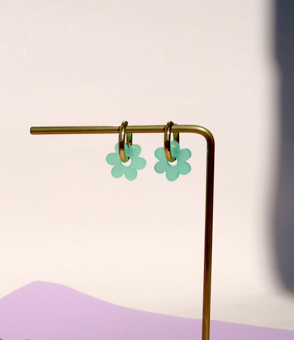 Türkise Flower Edelstahl Hoops
