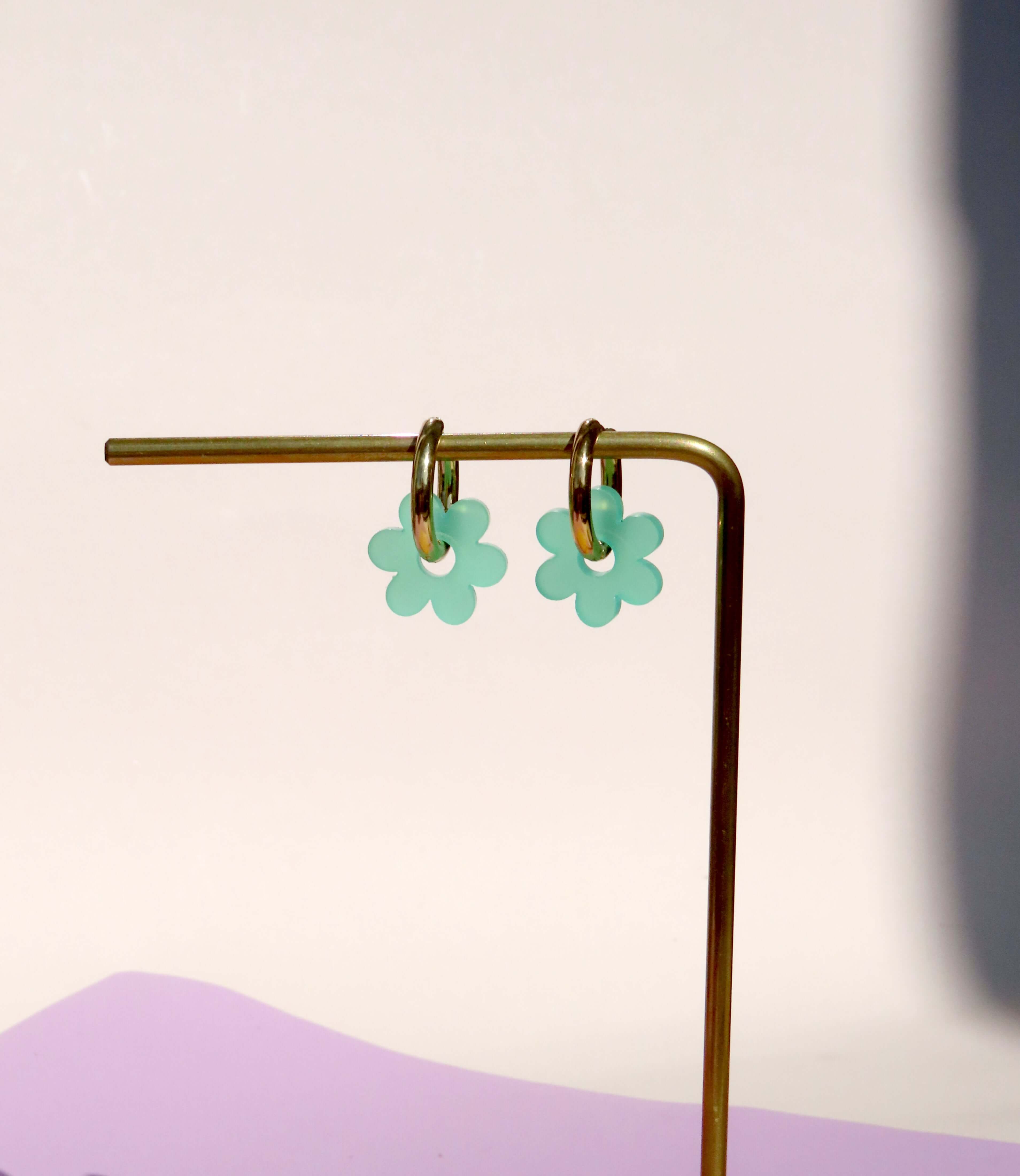 Türkise Flower Edelstahl Hoops