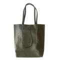 Leder Shopper mit Innentasche Dunkelgrau