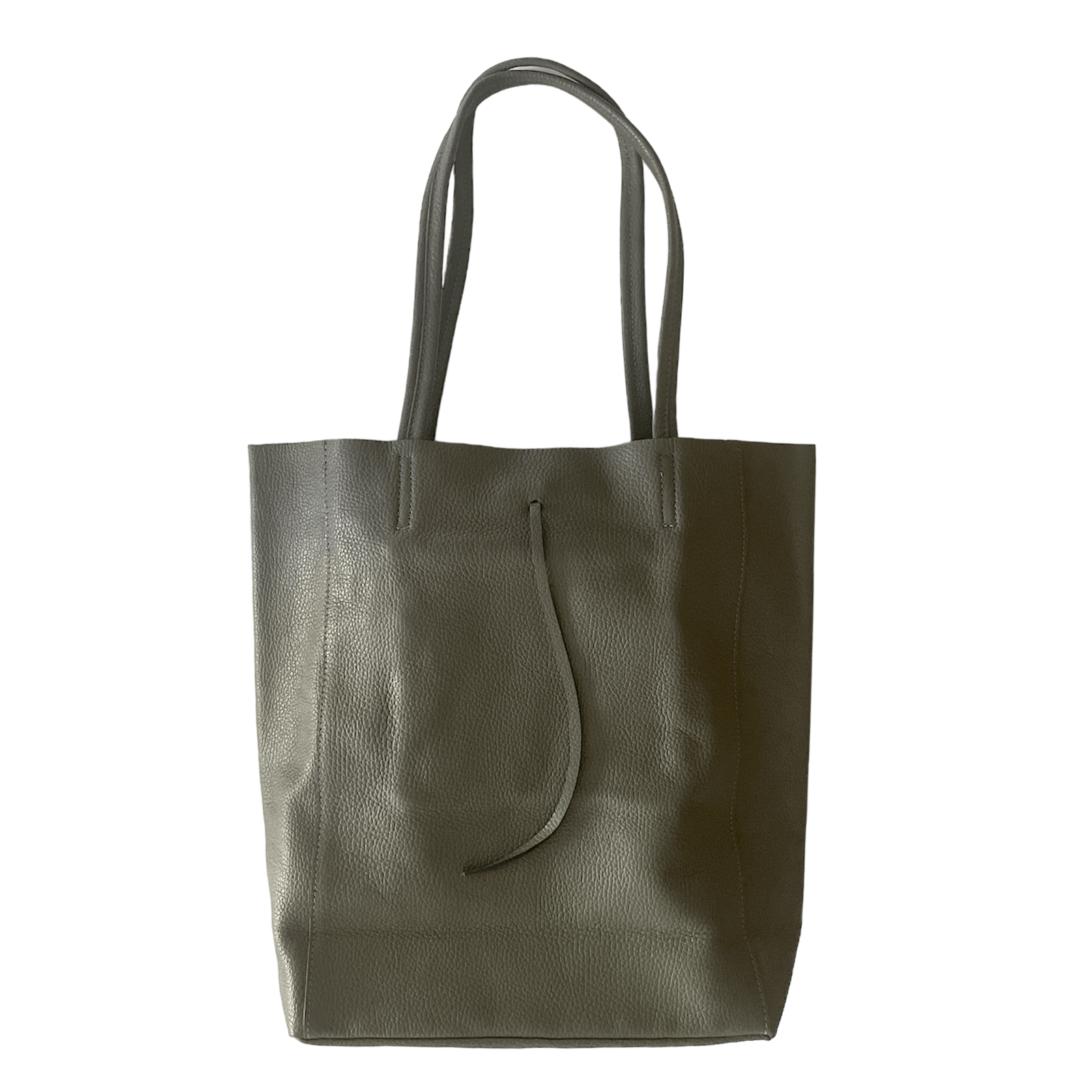 Leder Shopper mit Innentasche Dunkelgrau