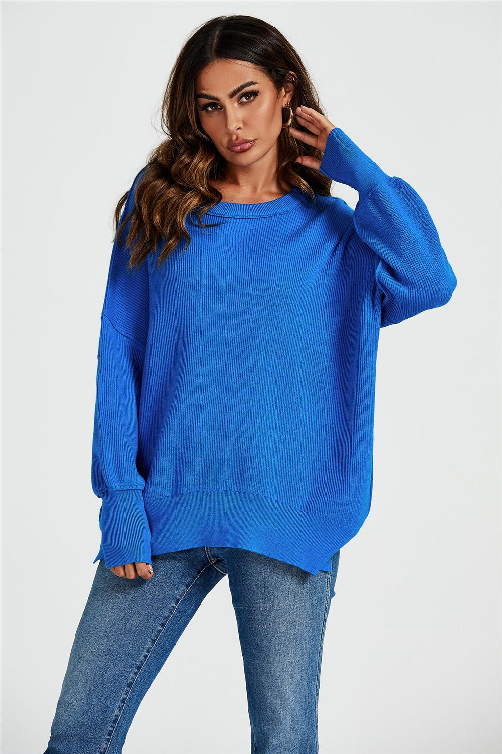 Oversized Jumper Top In Blue
