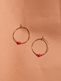 Pink Neon Perle an goldener Edelstahl Creole