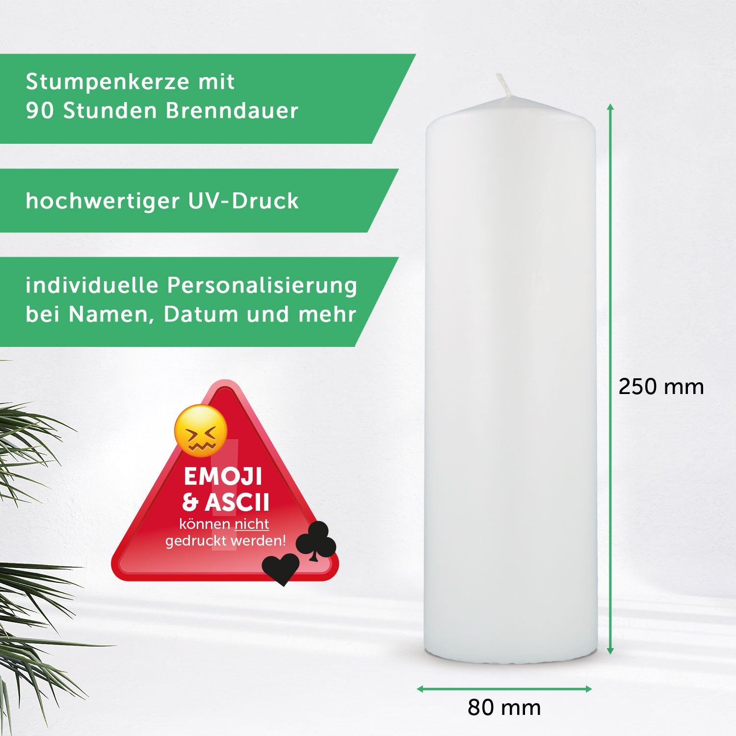 Große Kerze "Ho Ho Ho" bedruckt mit Namen zu Weihnachten