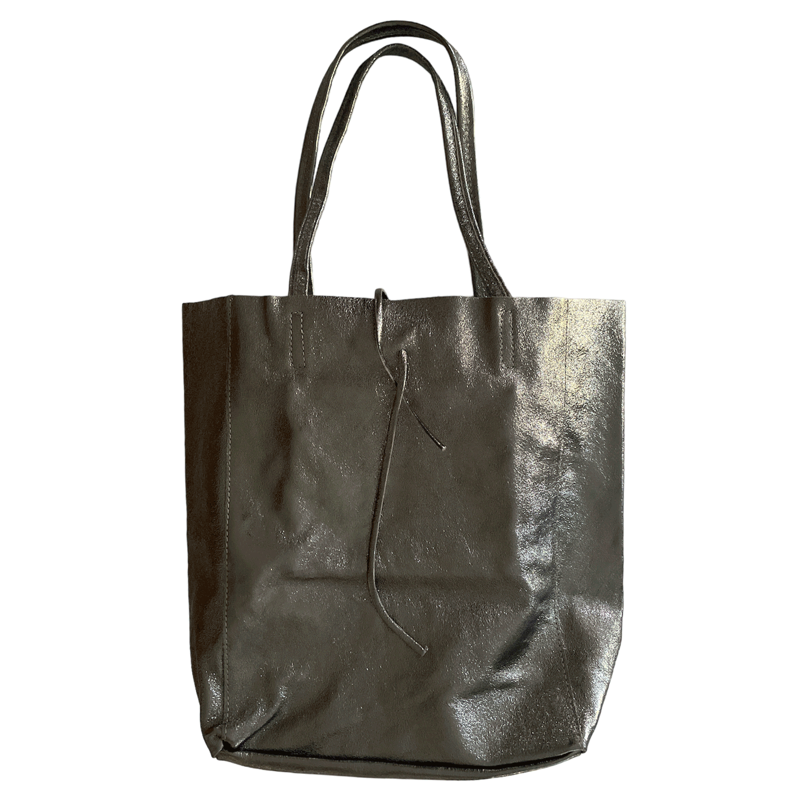 Leder Shopper mit Innentasche Altsilber