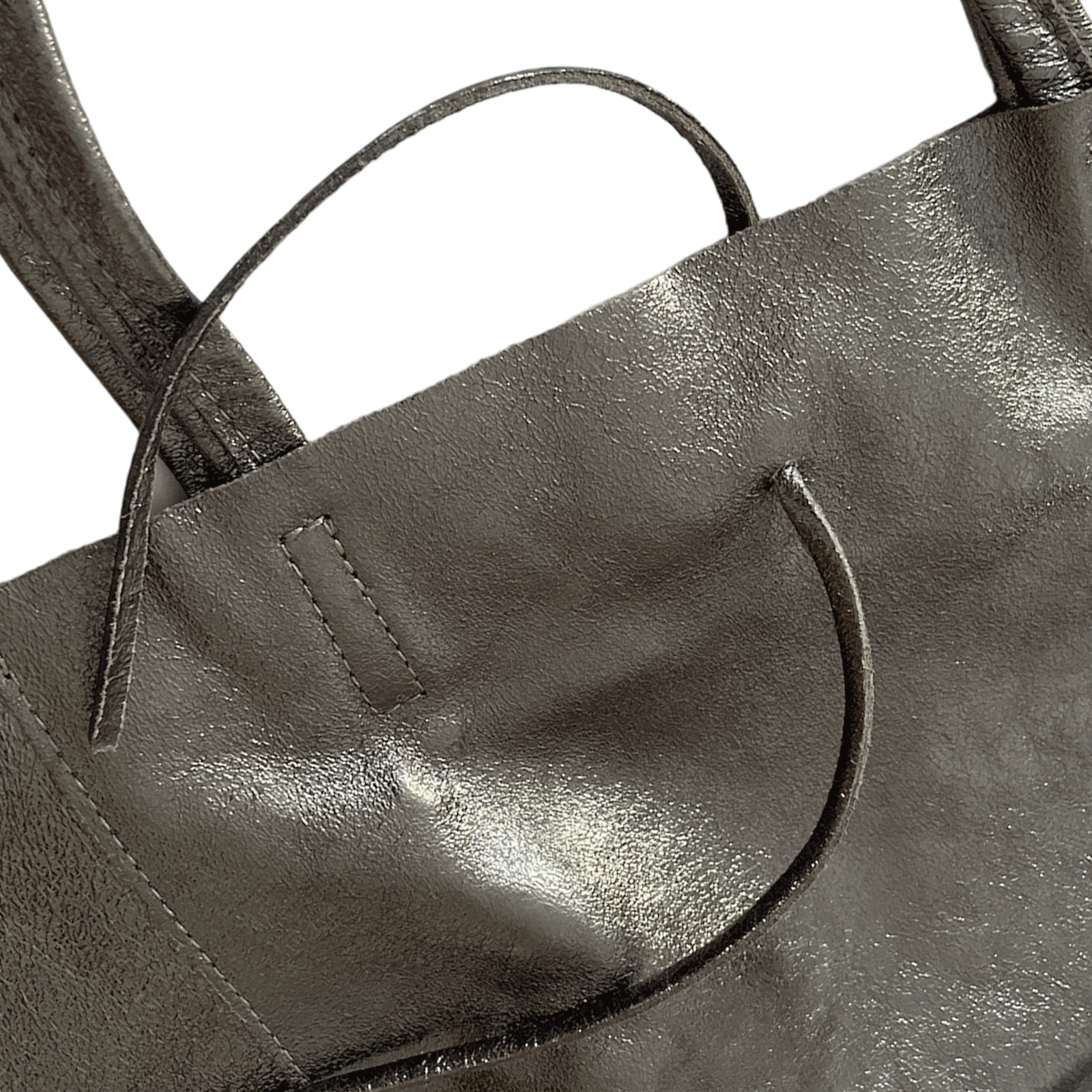 Leder Shopper mit Innentasche Altsilber