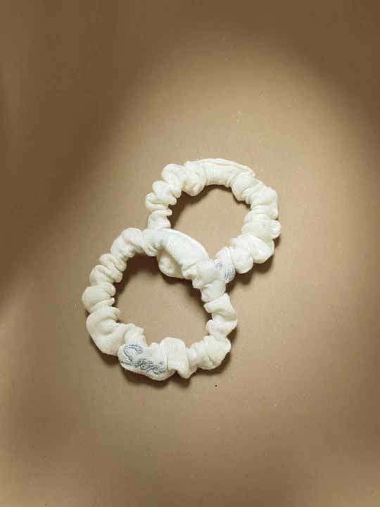 Hair Tie Ease Cream Embroidered