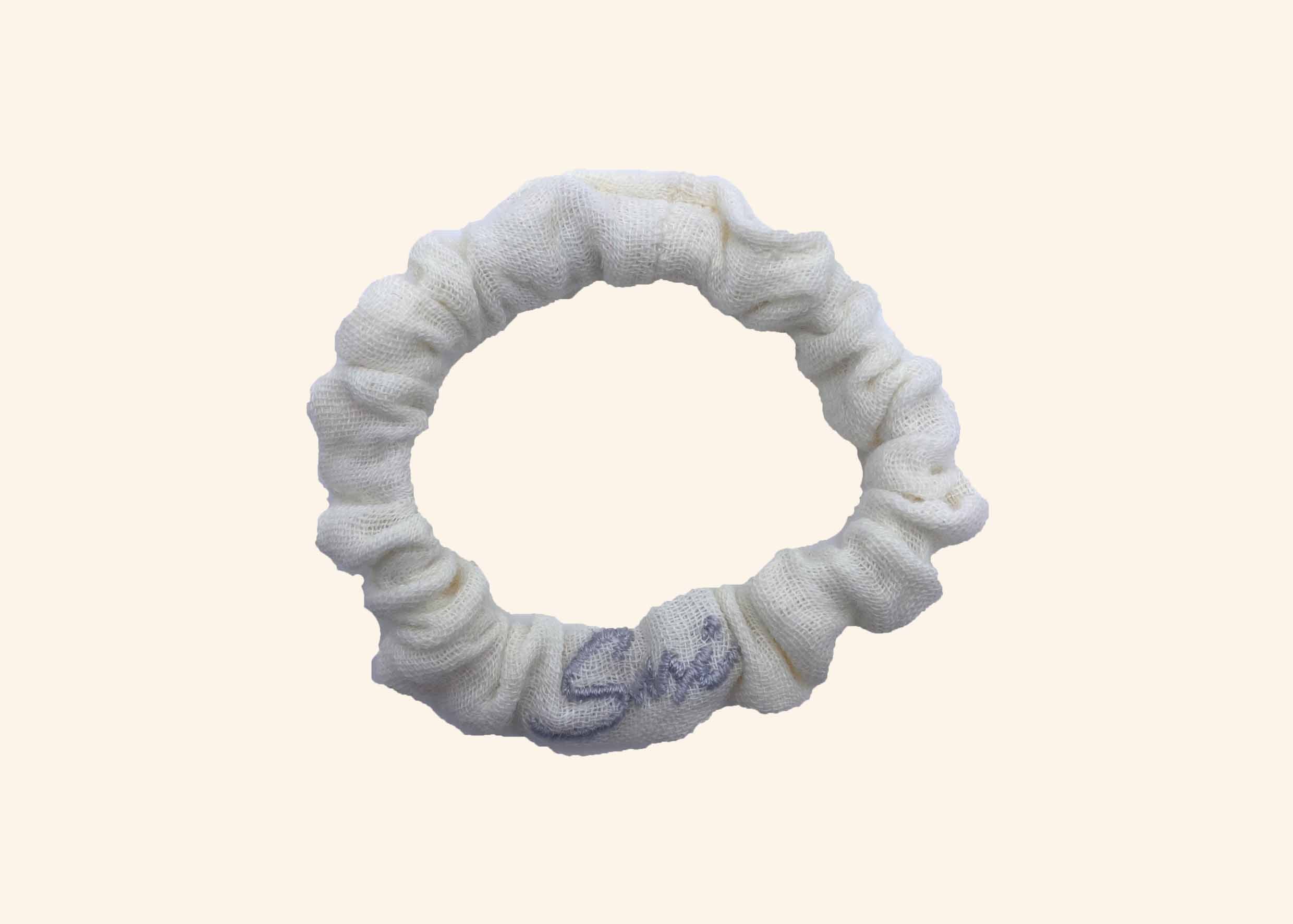 Hair Tie Ease Cream Embroidered
