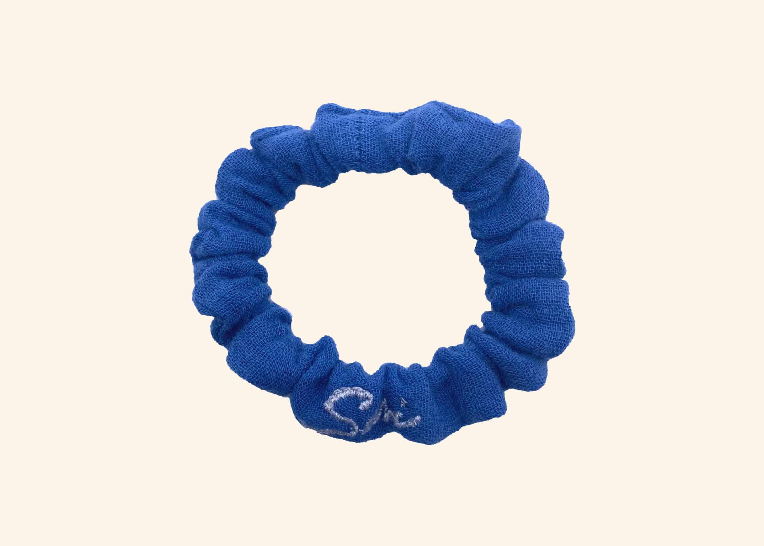 Embroidered Hair Tie Ease – Deep Water Blue | GOTS Certified Organic Cotton & Biodegradable