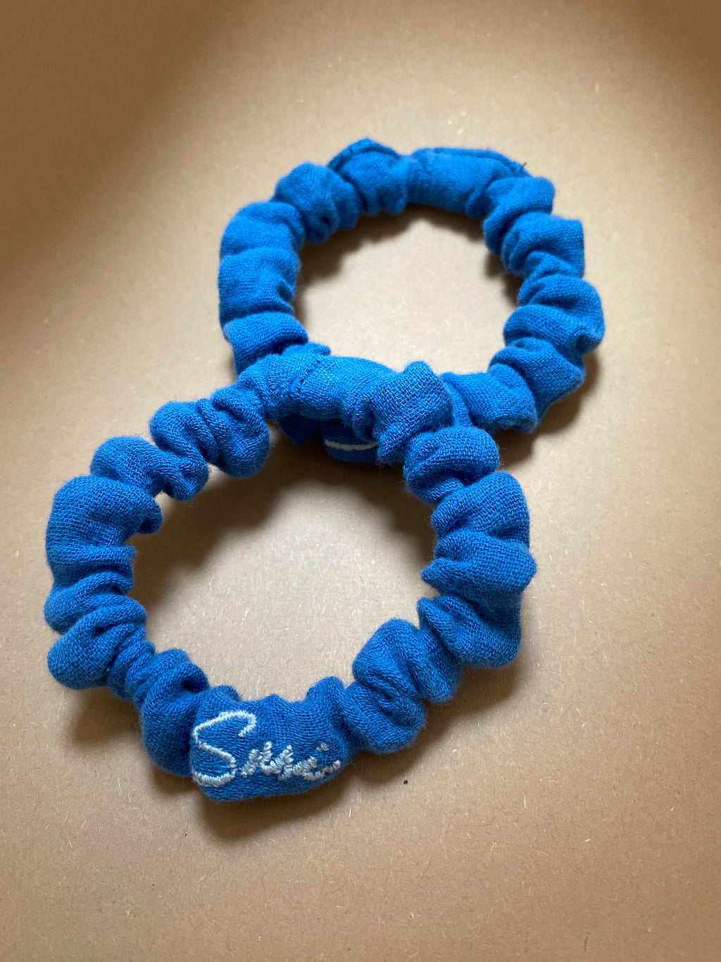 Embroidered Hair Tie Ease – Deep Water Blue | GOTS Certified Organic Cotton & Biodegradable