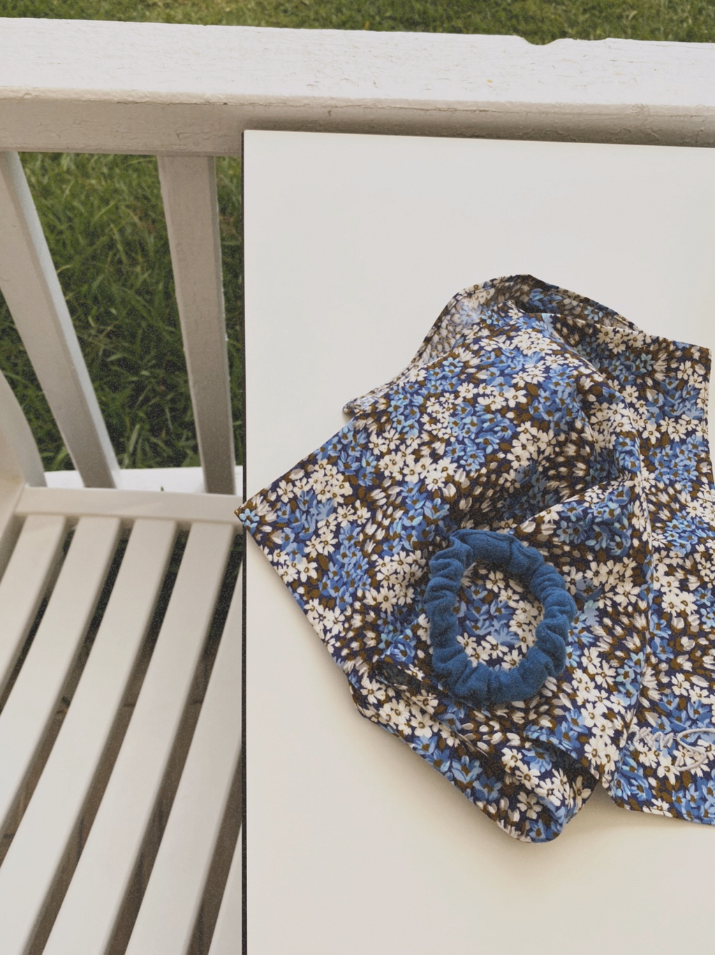 Embroidered Hair Tie Ease – Deep Water Blue | GOTS Certified Organic Cotton & Biodegradable