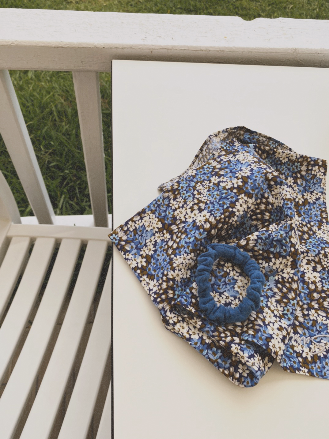 Embroidered Hair Tie Ease – Deep Water Blue | GOTS Certified Organic Cotton & Biodegradable
