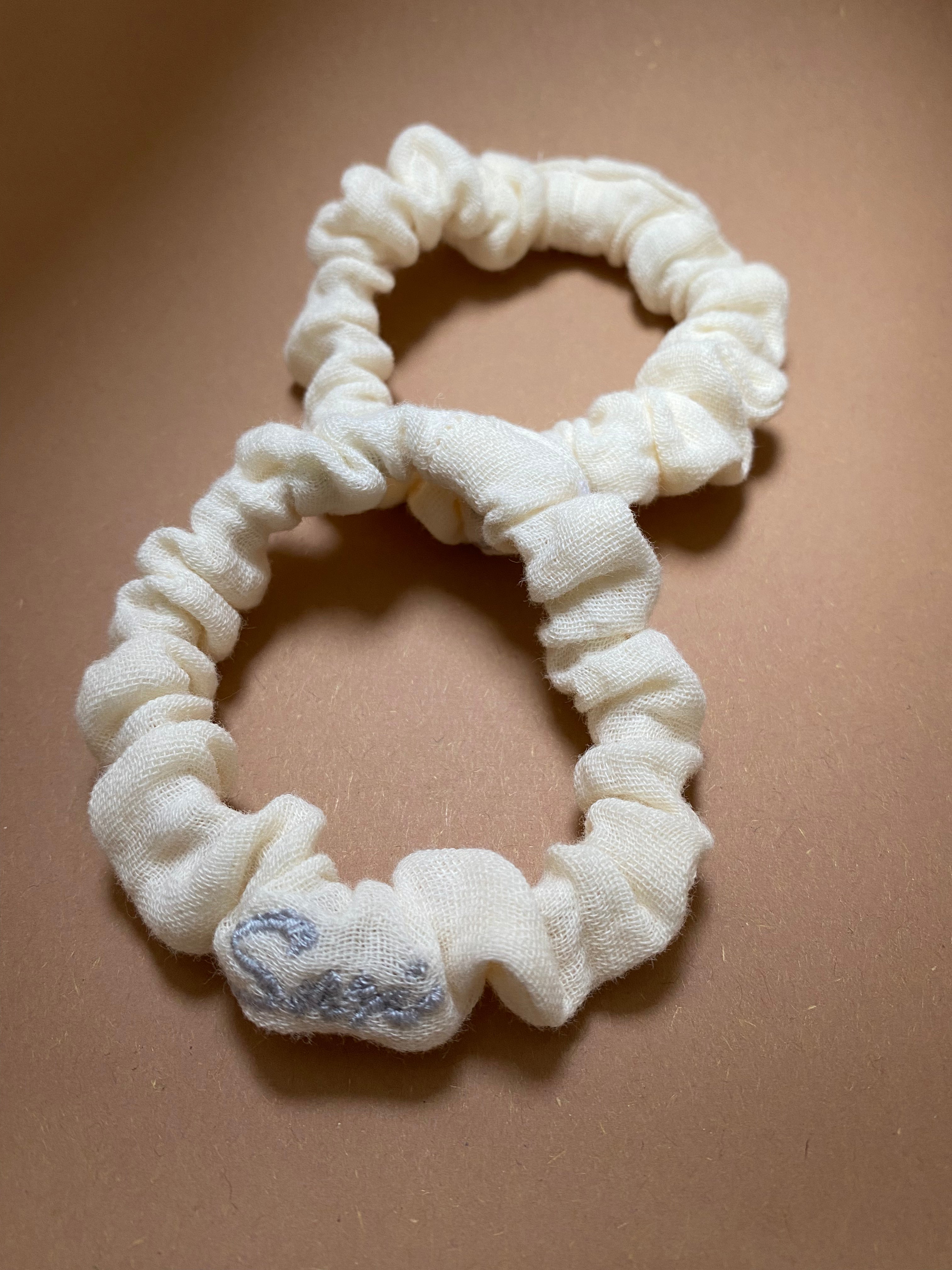 Hair Tie Ease Cream Embroidered