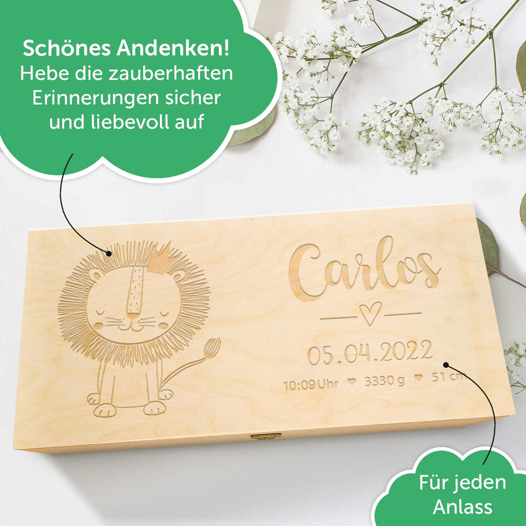 Erinnerungskiste mit verschiendenen Gravuren für das Baby