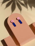 Mini Sticks Statement Ohrringe - rosa tintenblau