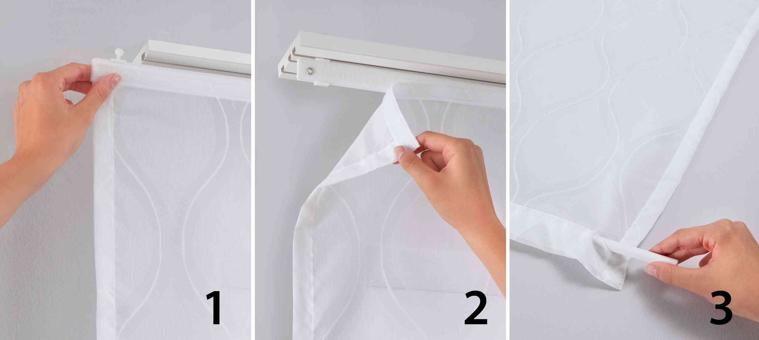 2er Set Schiebegardinen »Nizza« Baumwoll-Voile Halbvoile Transparent Flächenvorhang mit Paneelwagen und Beschwerungsstange 2019032-2