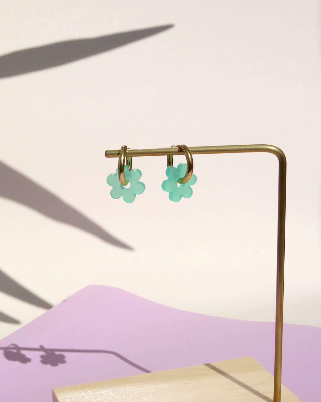 Türkise Flower Edelstahl Hoops