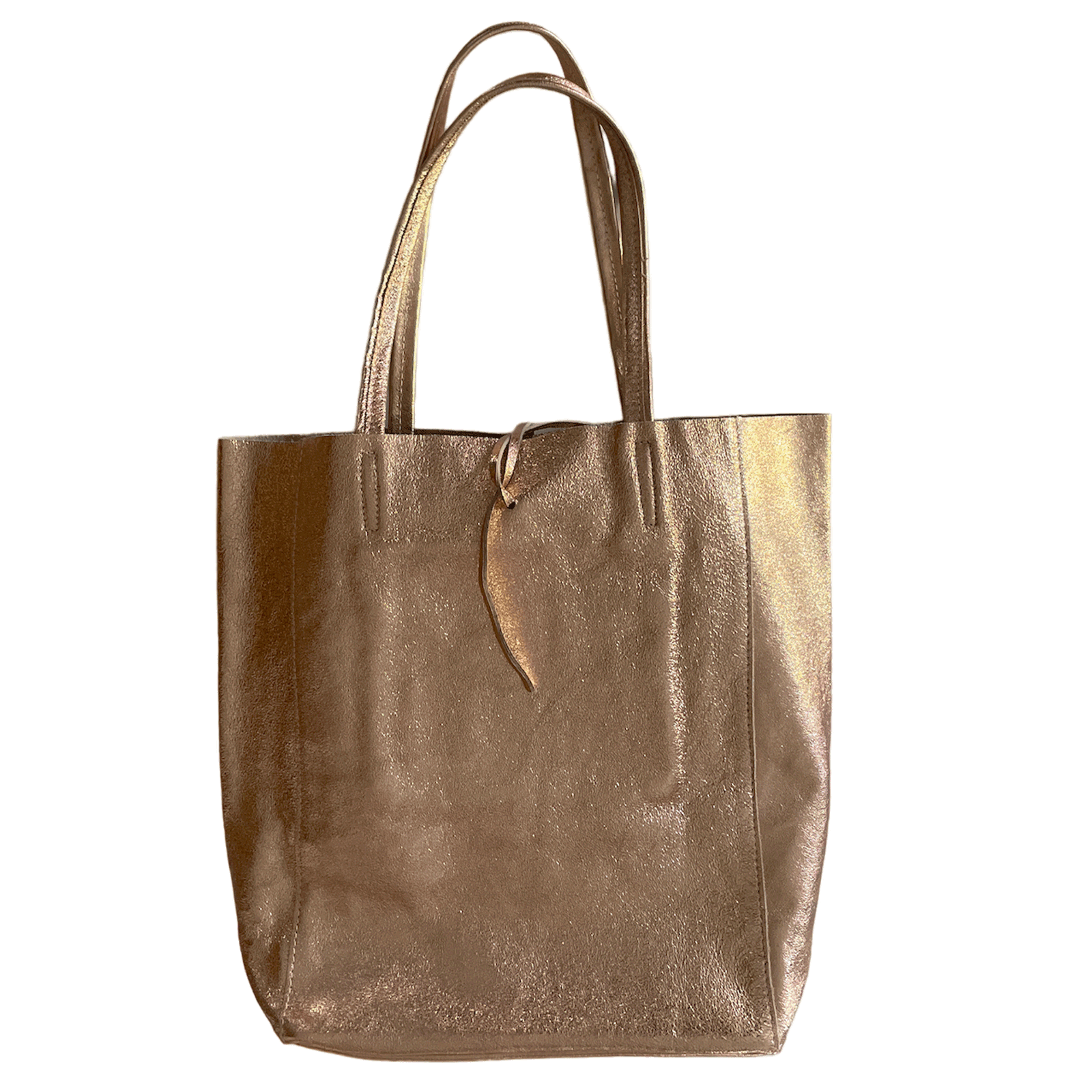 Leder Shopper mit Innentasche Rosegold