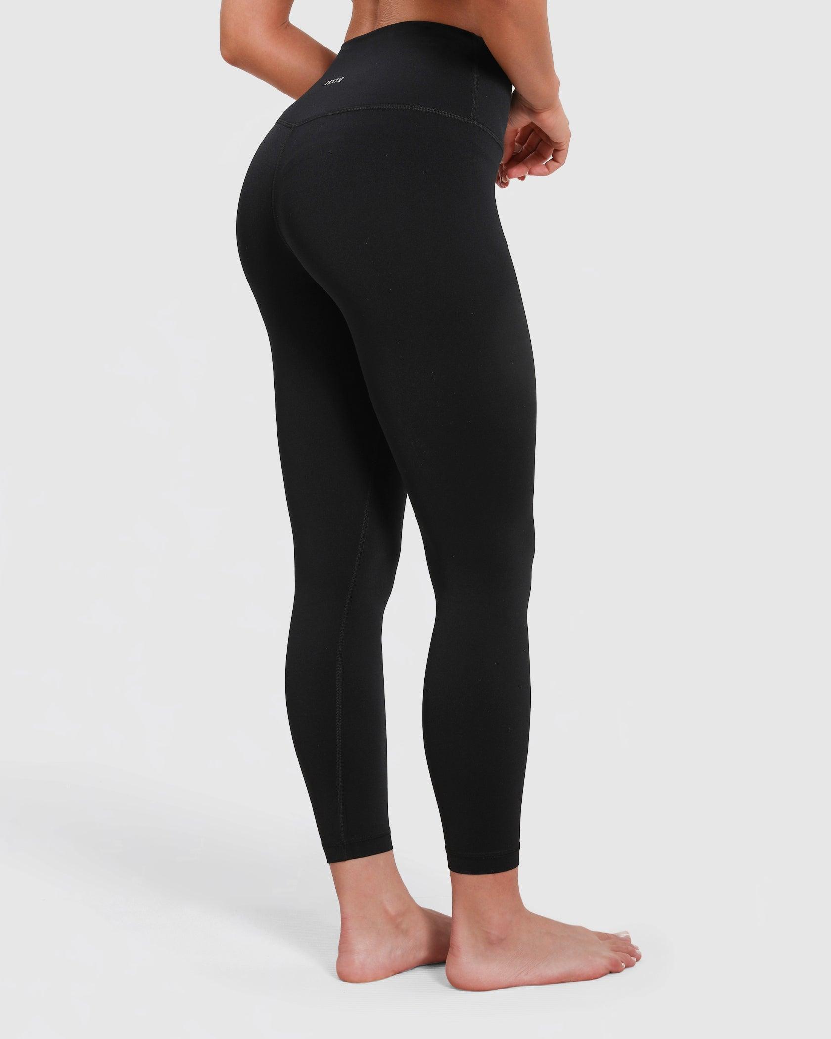 Leggings High Waist 3/4 Länge mit versteckte Tasche blickdicht – Schwarz