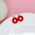 Square Circle Ohrstecker in Rosa & Rot