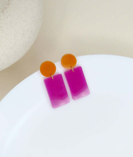 Orange Lilac Statement Ohrringe