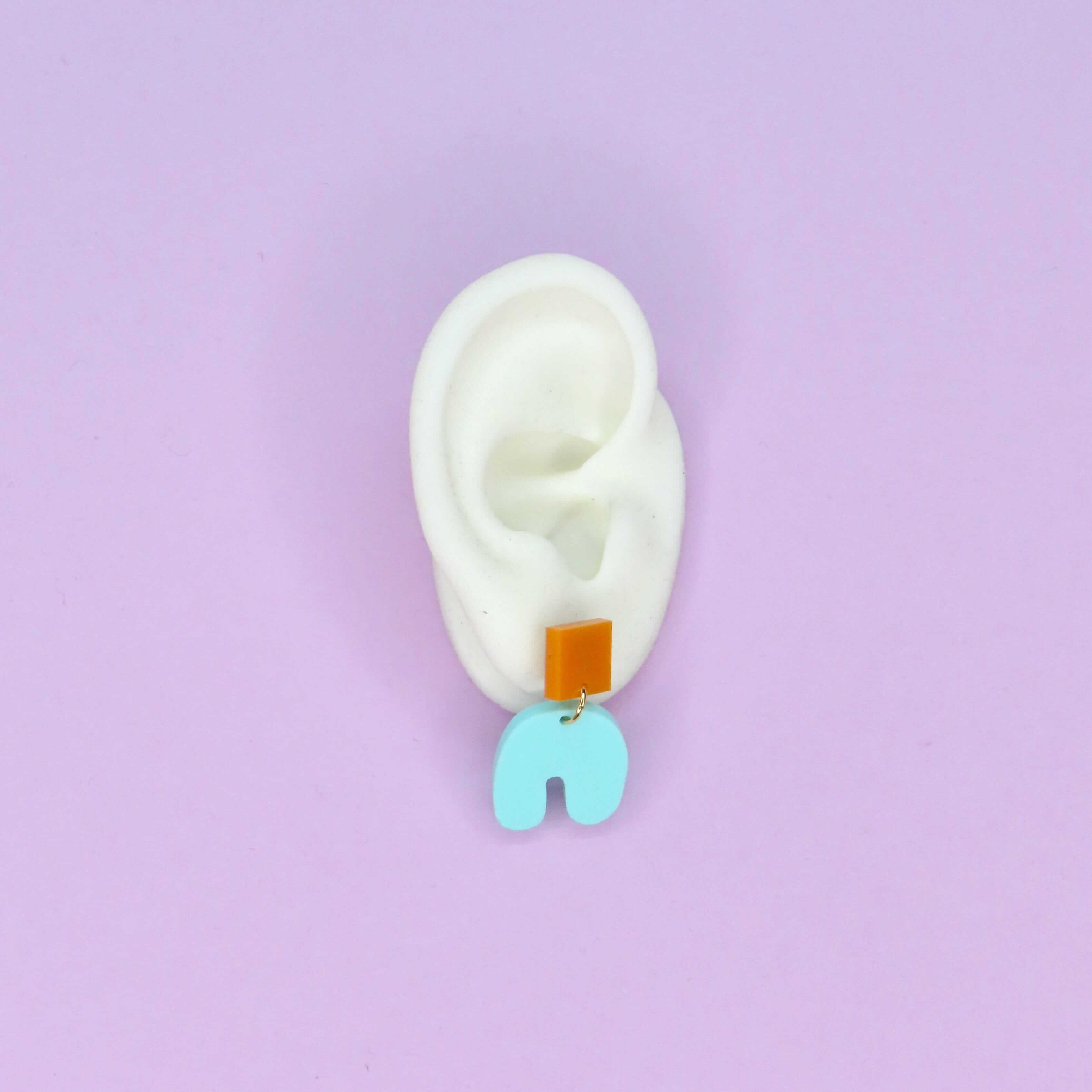 Türkis Squishy Square Arch Bogen Ohrringe